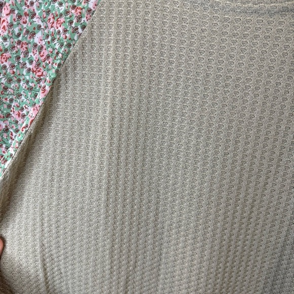 Umgee | Women's Green Thermal Mixed Print Boho Sleeves Peplum Hem Top Size XL - Picture 6 of 10